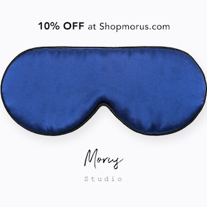 Organic 19MM Mulberry Silk Sleep Mask, Non-toxic Dyes. Super Soft, Organic, Lightweight, Adjustable Strap Fits for Any Sleep Position Blue