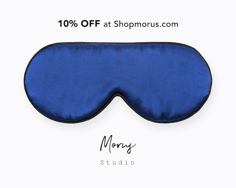 Organic 19MM Mulberry Silk Sleep Mask, Non-toxic Dyes. Super Soft, Organic, Lightweight, Adjustable Strap Fits for Any Sleep Position Blue