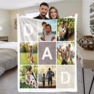 Personalized Photo Blanket For Dad, Father&#39;s Day Blanket, Personalized DAD Throw Blanket, Gift for Dad from kids, Father Appreciation Gift
