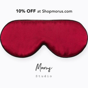 Organic 19MM Mulberry Silk Sleep Mask, Non-toxic Dyes. Super Soft, Organic, Lightweight, Adjustable Strap Fits for Any Sleep Position Red