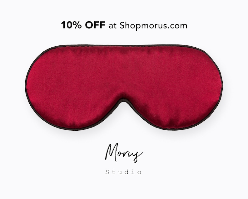 Organic 19MM Mulberry Silk Sleep Mask, Non-toxic Dyes. Super Soft, Organic, Lightweight, Adjustable Strap Fits for Any Sleep Position Red