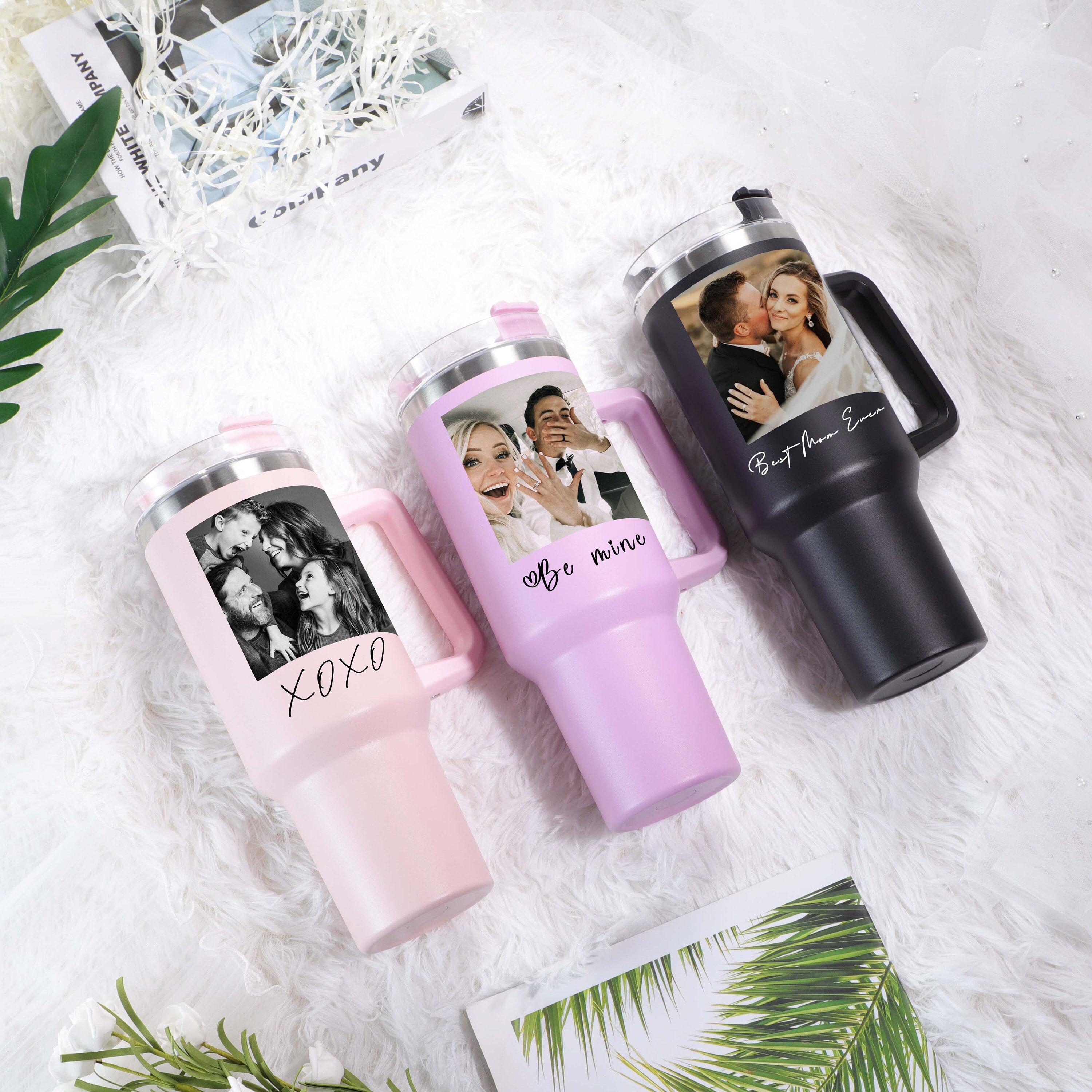 Personalized 40oz Tumbler for Mother’s Day & Grandma | Custom Floral Cup with Straw