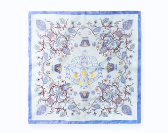Horse Flower Print Large Silk Scarf Shawl Handmade 100% | Etsy
