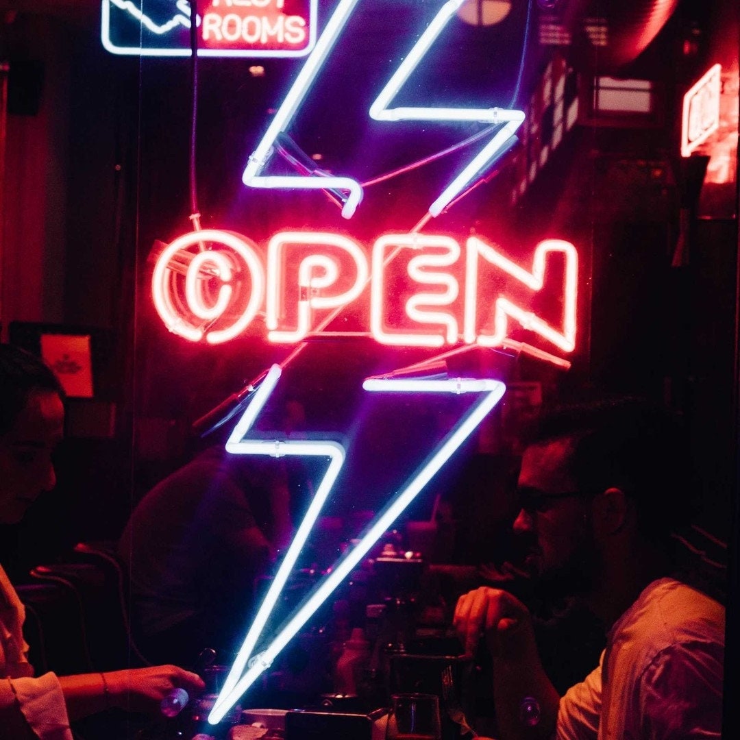 Open Shop Lightning Bolt Neon Sign Custom Neon LED Signage Etsy