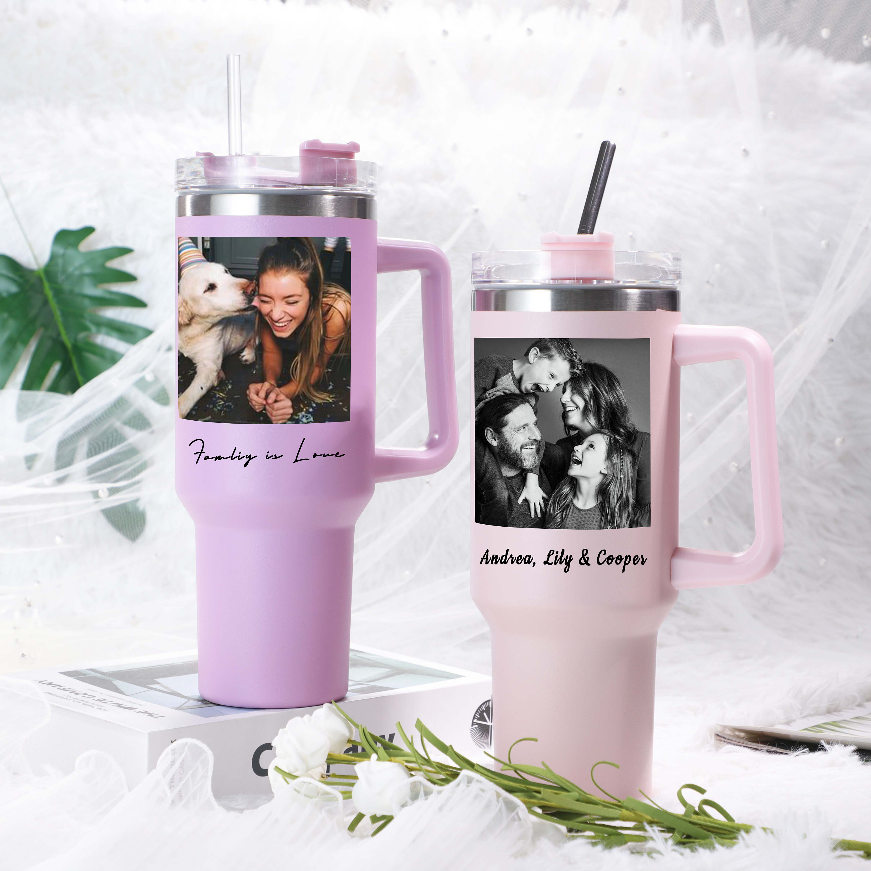 Personalized Mother's Day Tumbler - 40oz Insulated Custom Cup with Straw, Perfect Gift for Grandma and Family Memories
