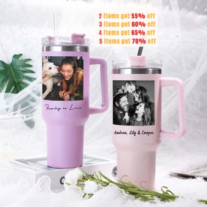 Fotobecher mit Griff, individuelles Geschenk für Mama, personalisierte Fototasse, individuelles 40 Unzen Thermobecher mit Strohhalm, Geburtstagsgeschenk für die beste Freundin