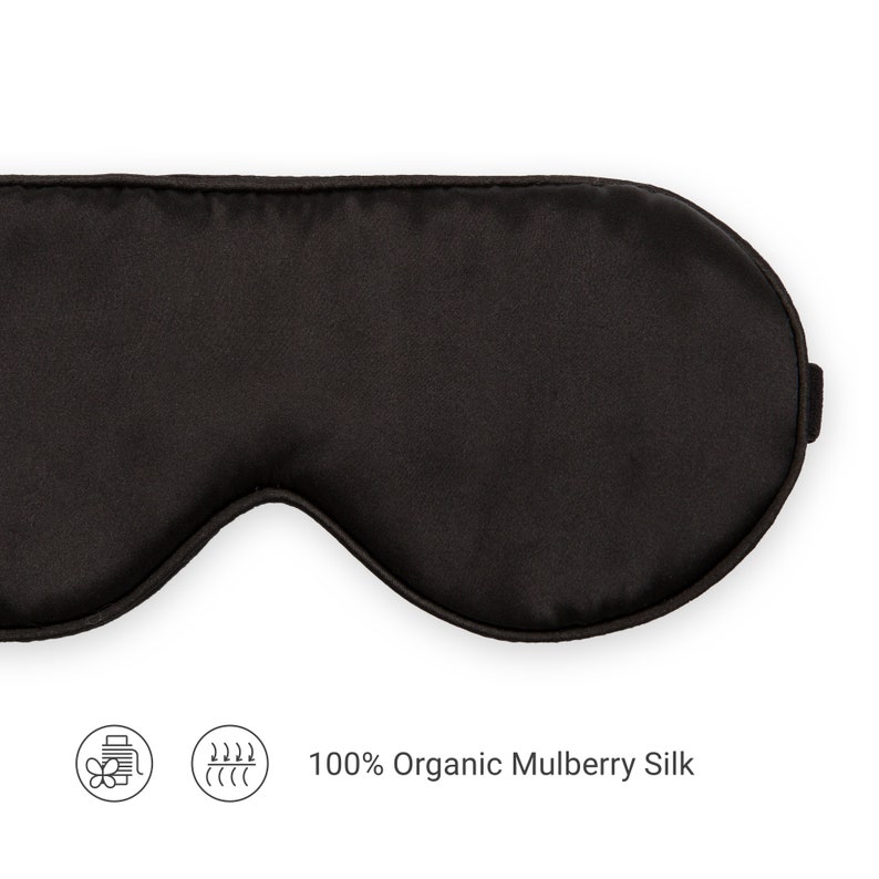 Organic 19MM Mulberry Silk Sleep Mask, Non-toxic Dyes. Super Soft, Organic, Lightweight, Adjustable Strap Fits for Any Sleep Position image 3