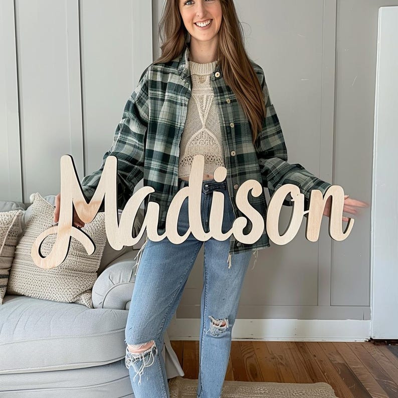 Custom Wood Baby Name Sign, Letter Wall Art, Kids Room Art, Boho Wall