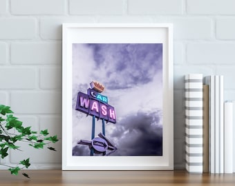 8x10 CAR WASH NEON Sign Photography Print (Digital Download)