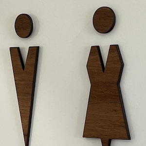 Custom Acrylic Luxury Toilet WC Bathroom Door Sign Adhesive Backing - Dark Walnut Wood