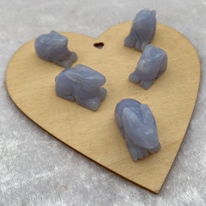 Mini Blue Lace Agate bunny rabbit carvings