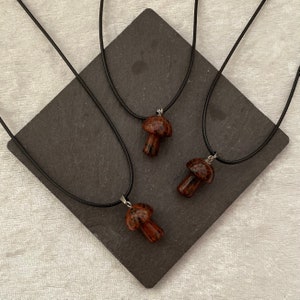 Mahogany Obsidian Mushroom Necklaces