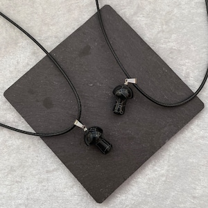 Black Marble Mushroom Necklaces