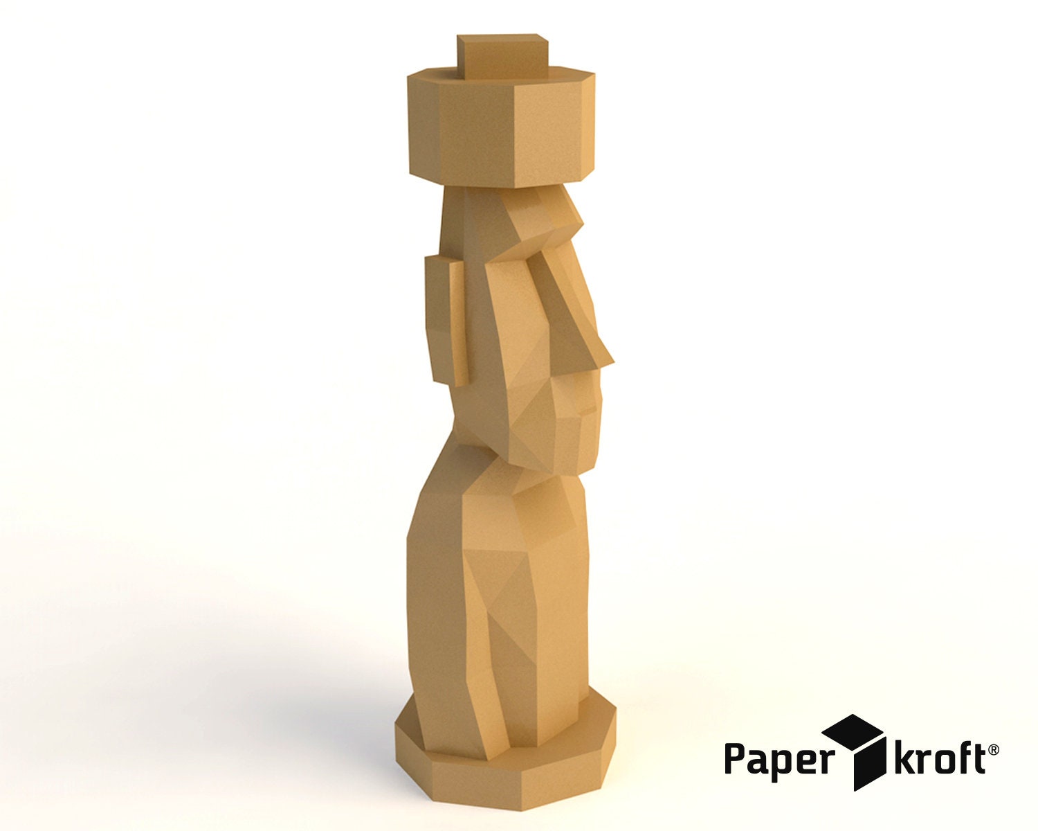 Papercraft Moai, 3D Paper Craft model, DIY Paper sculpture, Wall Home decor, Papercraft trophy
