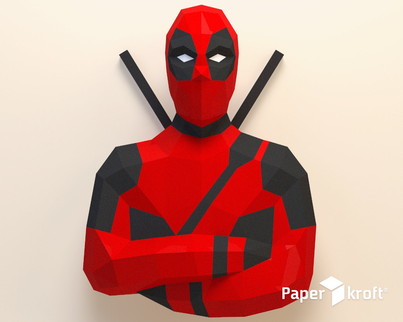 Low Poly Deadpool Model, Create Your Own 3D Papercraft Deadpool