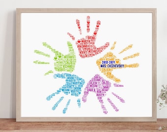 CUSTOM Teacher Word Art | Hands | Customizable | Teacher Appreciation | Teacher Word Cloud