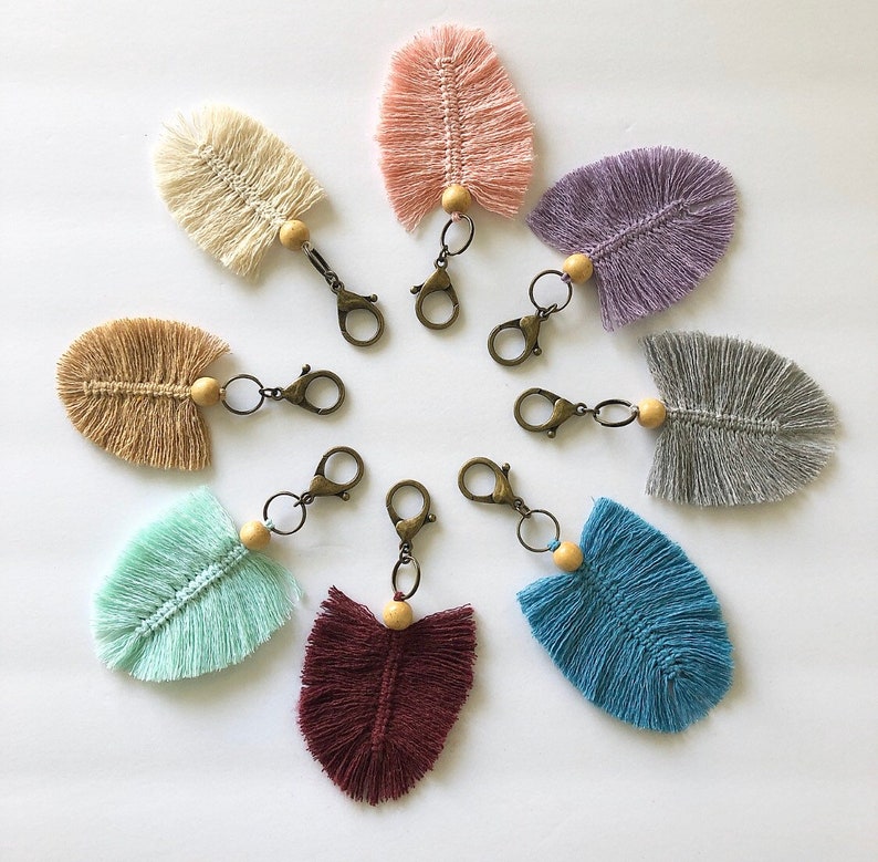 Macrame Keychains Macrame Leaf Keychain Leaf Keychain Boho Etsy