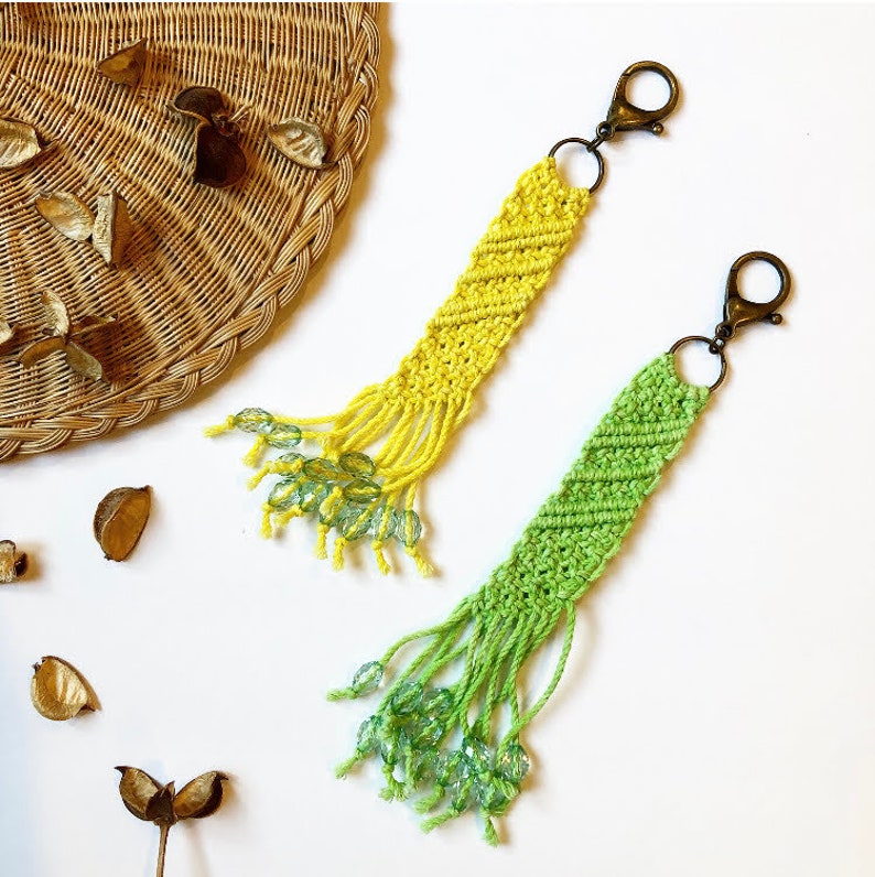 Multicolored Macrame Keychain Fiber Art woven keychain Boho Accessory Modern Macrame Keychain