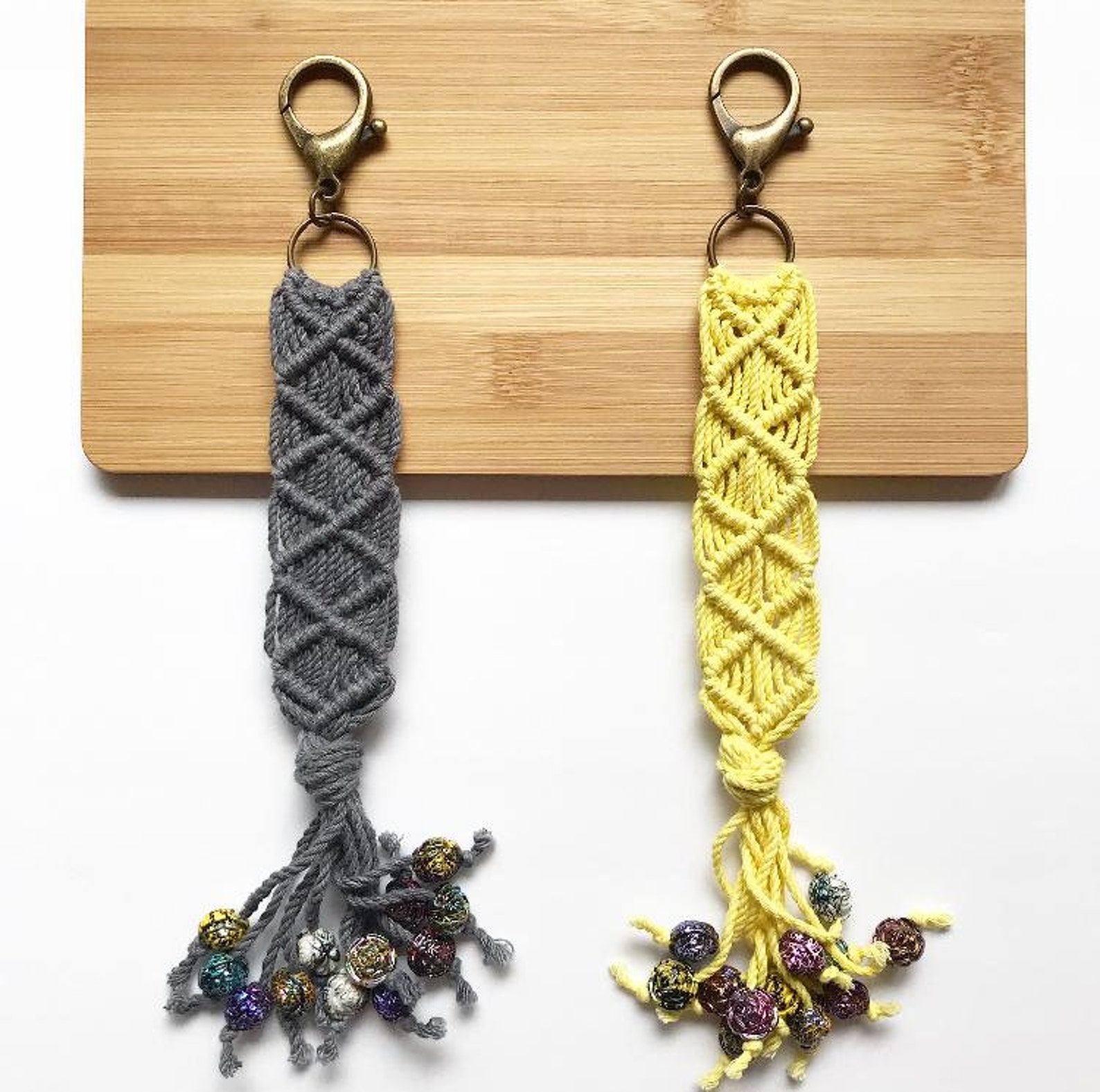 Macrame Keychain Dyed Macrame Cord Keychain Macrame Keychain Etsy