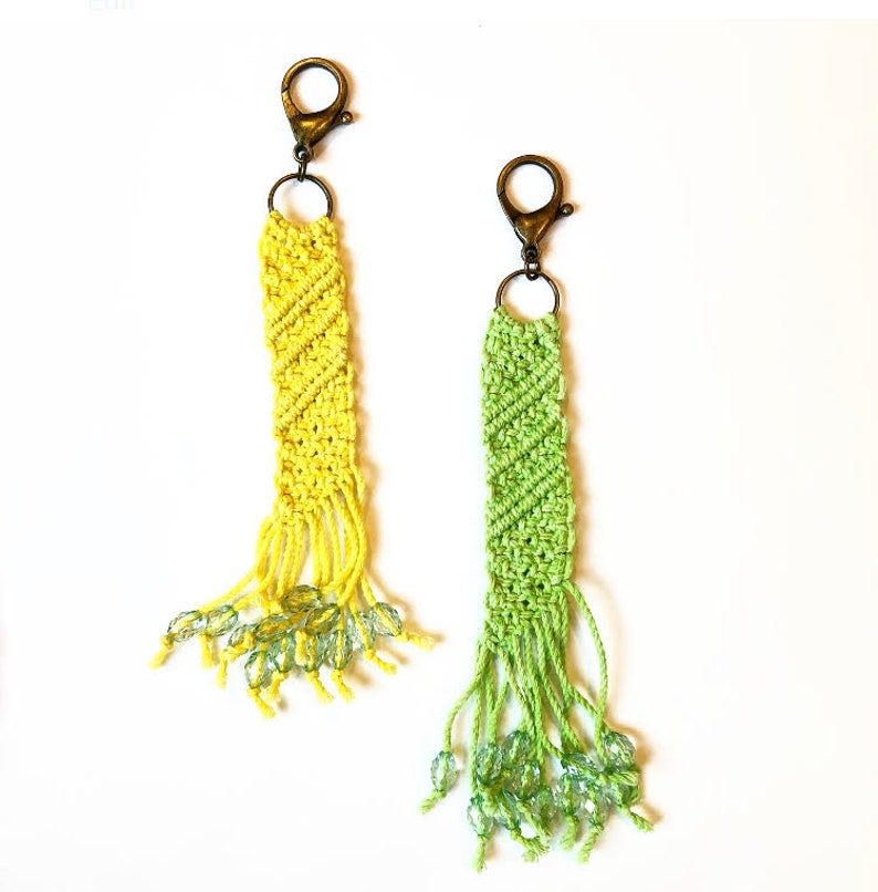 Multicolored Macrame Keychain Fiber Art woven keychain Boho Accessory Modern Macrame Keychain