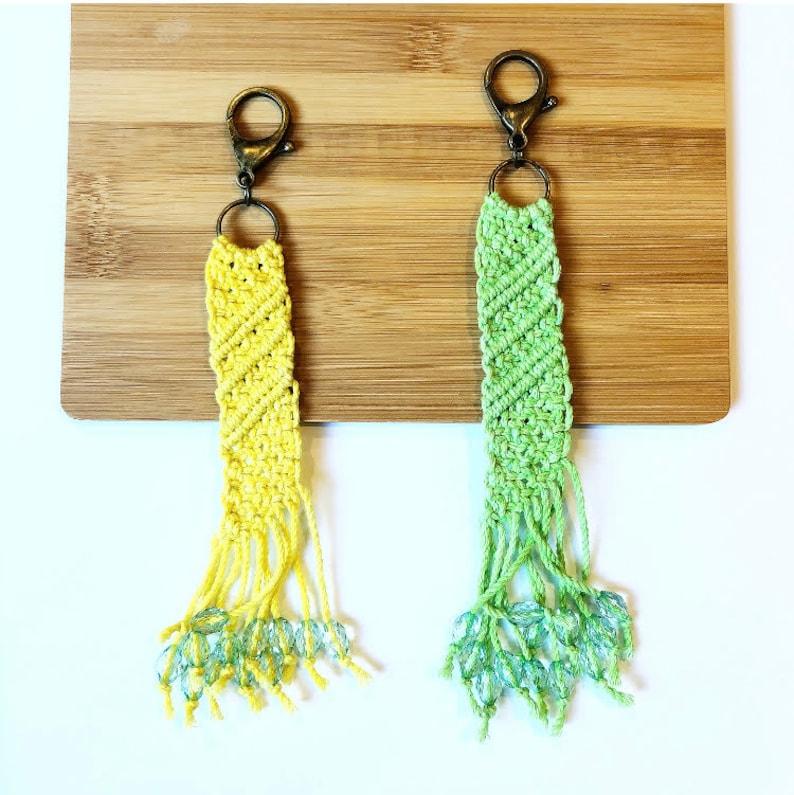 Multicolored Macrame Keychain Fiber Art woven keychain Boho Accessory Modern Macrame Keychain