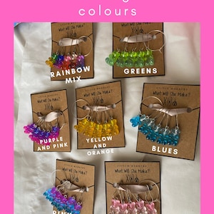 Gummi Bear Stitch Markers -two tone glitter colours - pack of 5 - for knitting and crochet, progress keepers