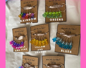 Gummi Bear Stitch Markers -two tone glitter colours - pack of 5 - for knitting and crochet, progress keepers