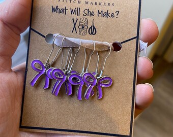 Bow stitch markers - pack of 5 - for knitting and crochet, progress keepers