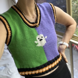 Spooky Vest Knitting Pattern- PDF digital file for download, Halloween knit