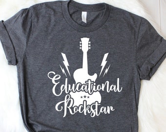 Educational Rockstar Shirt For Teachers Day, Music Teacher Gift, Music Teacher Shirt, Guitar Shirt, Teacher Appreciation, Guitar Player Gift