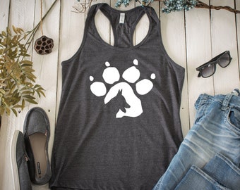 German Shepherd Dog Paw Print / Tank Top / Shirt / German Shepherd Mom / German Shepherd Gift / Black German Shepherd