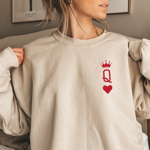 King Queen Sweatshirt, Couple Valentine Long Distance Gift Hoodie For Men & Women Valentines Day, Couples Hoodie, Matching Couple For Lovers