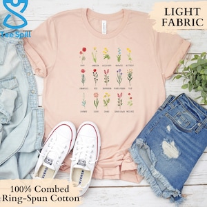 Shirt Wildflower Plantkunde, grafische tshirt wilde bloemen voor plant eigenaar verjaardagscadeau, shirt geboorte bloem, bloemenkaart tshirt voor tuinders