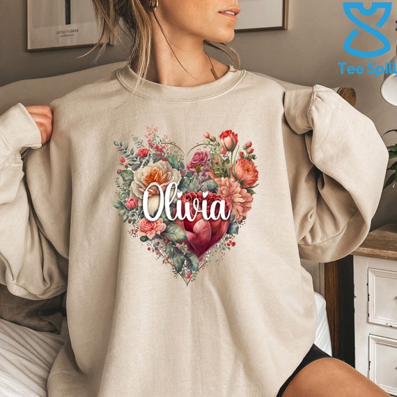 Embroidered Flower Heart Graphic Sweatshirt