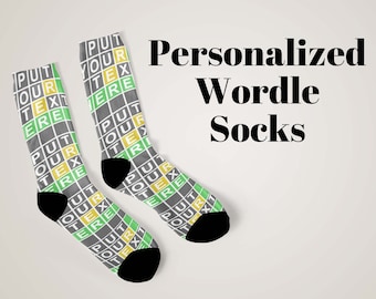 Wordle Gift Socks, Text Socks For Wordle Player Birthday Gift, Wordle Socks, Your Text Here, Customized Socks, Personalized Wordle Socks