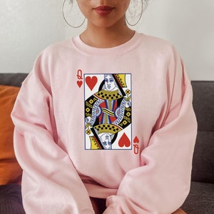 Sweat-shirt Reine de coeurs, sweat à capuche Reine de coeurs pour son anniversaire, Déguisement Reine de coeurs, Cartes à jouer, Cartes Reine de coeurs