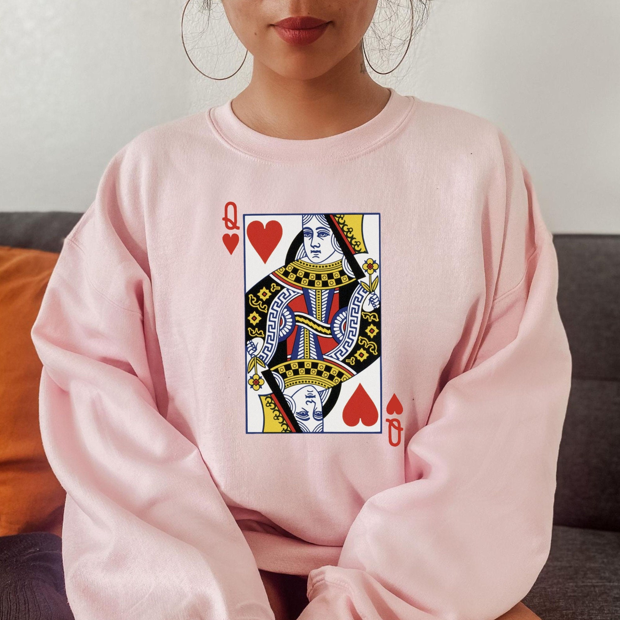 Lattimore Claim Queen of Hearts V-Neck Sweatshirt