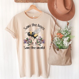 Save The Bees Save The World Shirt, Save The Bees Earth Day Shirt For Bee Lover’s Gift, Flower Shirt, Beekeeper Shirt, Honey Bee Shirt