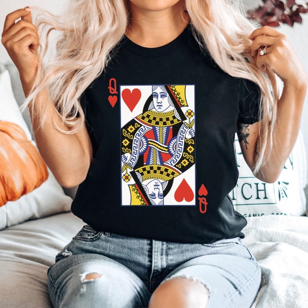 Queen Of Hearts Playing Card Shirt, Queen Of Hearts Shirt For Her Birthday, Queen Hearts Costume, Queen Of Hearts Tee, Playing Card Tshirt