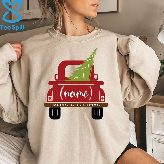 Red truck shop christmas sweater