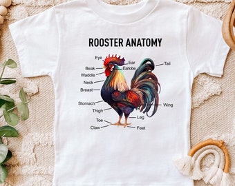 Rooster Anatomy Shirt, Funny Chicken Toddlers Shirt For Him/Her Back To School, Chicken Lover Shirt, Bak To School Tee, Rooster Anatomy Tee