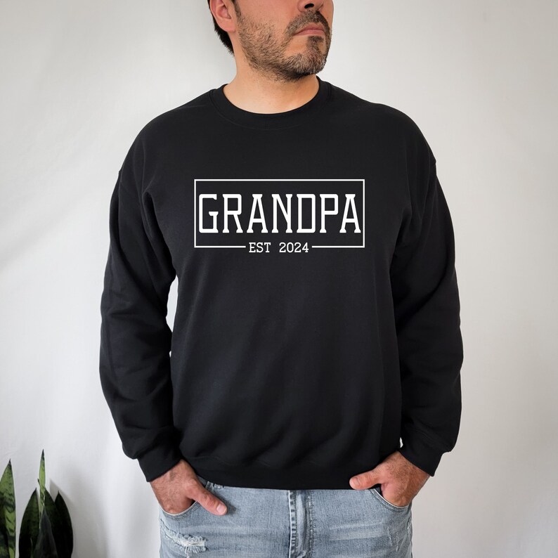 Grandpa Est 2024 Sweatshirt, Grandpa Sweater For Granddad Baby Announcement, Grandpa Pullover, Promoted To Grandpa, Grandpa Hoodie For Him image 1