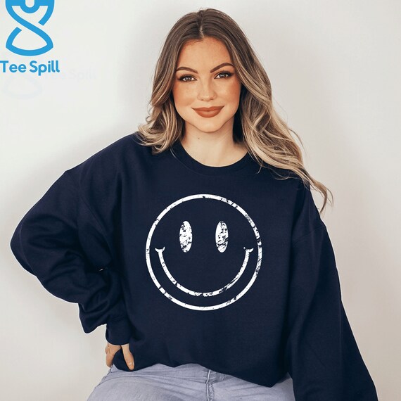 Distressed Smile Face Hoodie Smile Face Sweatshirt for Friends Birthday Gift Smile Face Hoodie Happy Sweatshirt for Men and Women Etsy UK