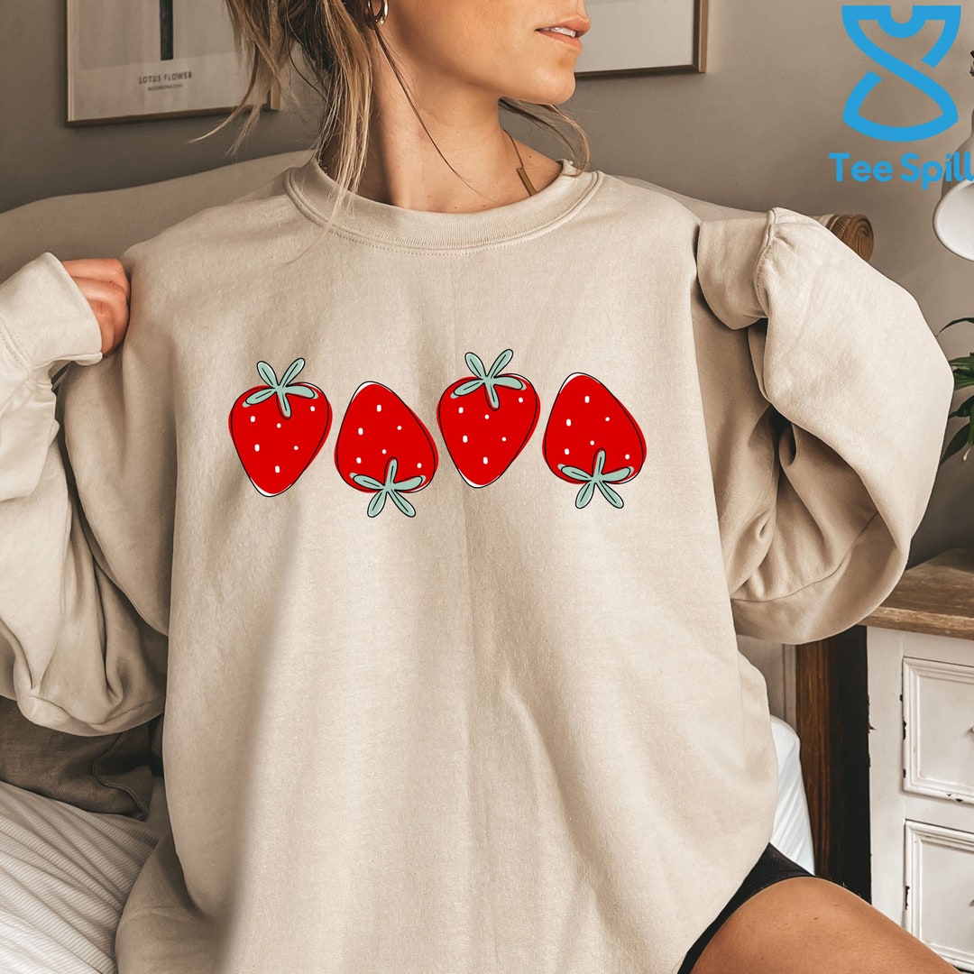 Cute Strawberries Hoodie, Aesthetic Strawberry Sweatshirt for ...
