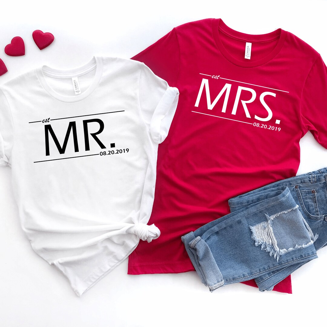 Mr and Mrs Est Shirt, Mr and Mrs Anniversary Shirts for Couples ...
