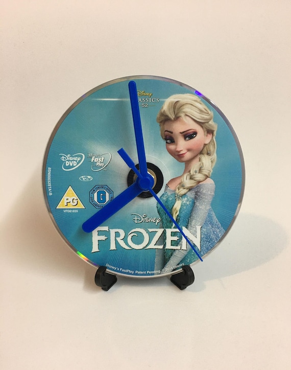 DISNEY FROZEN ELSA cd Clock dvd cd freestanding wall mounted Upcycled Gift Idea craft handmade retro