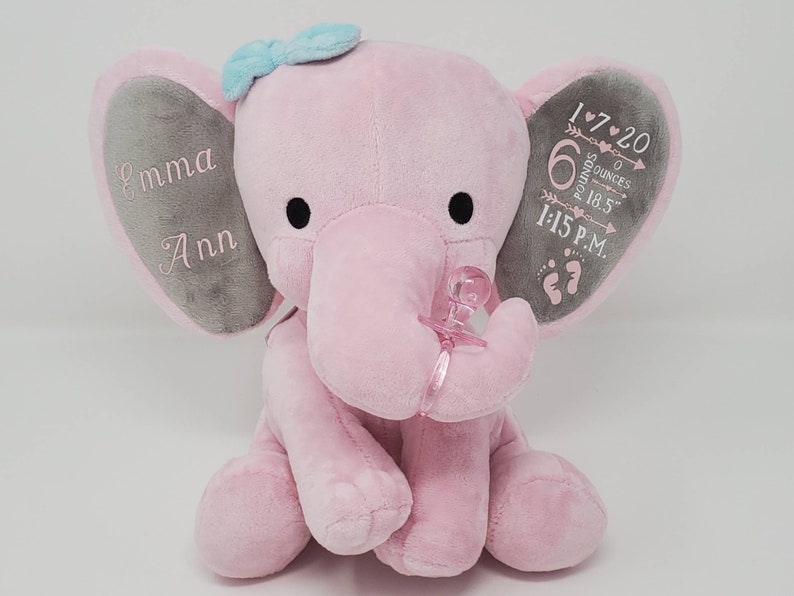 Personalized Pink Stuffed Elephant Gift Basket for Baby Girl Etsy