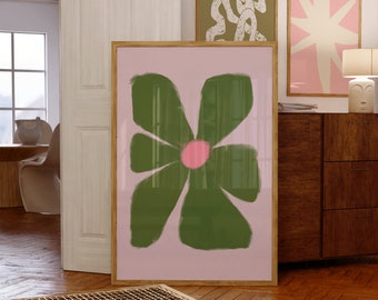 Big Green flower print on Museum quality Paper - Aesthetic art prints - floral home decor - stylish wall art -