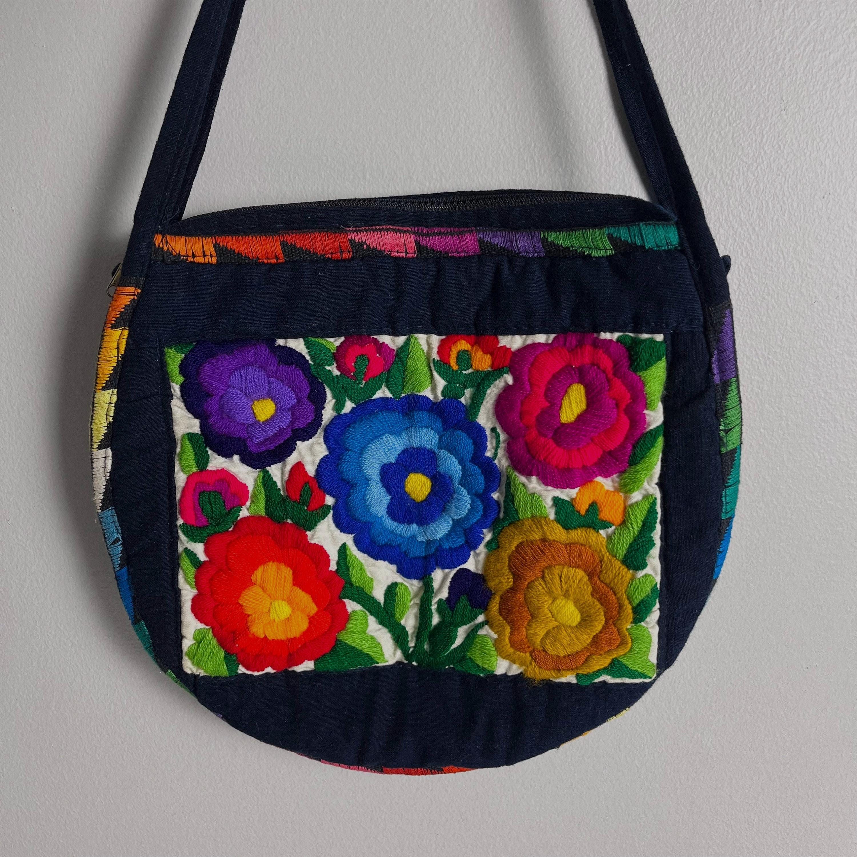 Sac à bandoulière vintage Crewel brodé floral, sac à main bohème - France