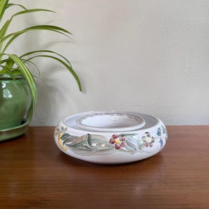 Hand-Painted Redware Pottery Posy Ring: Vintage Ikebana Centerpiece
